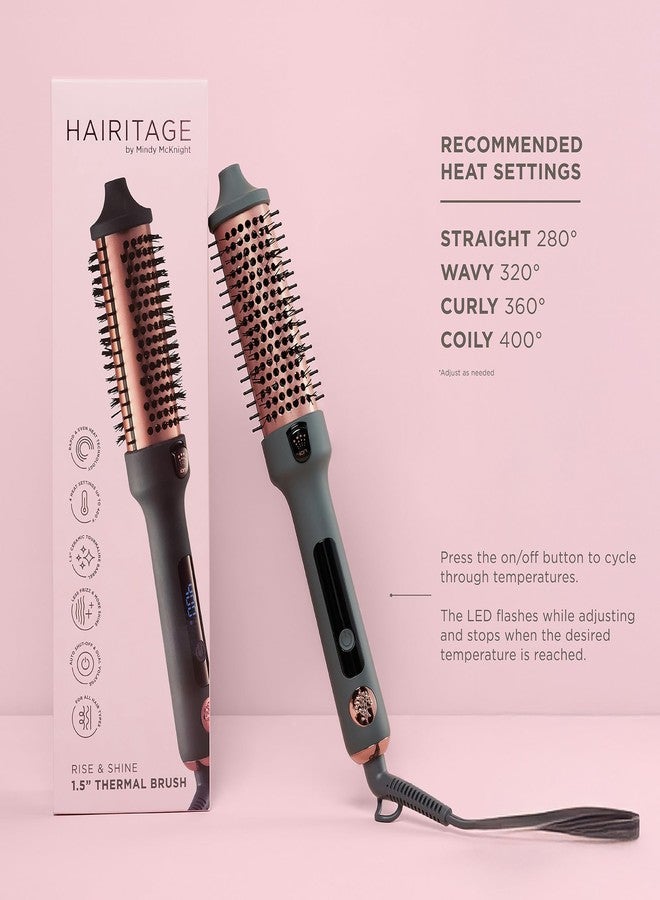 هيريتيج فرشاة تجعيد الشعر الحرارية من هيريتيج - فرشاة دائرية حرارية مقاس 1.5 بوصة لشعر ناعم وخالٍ من التجعد - تجفيف سريع في 10 دقائق - تجعيدات سهلة - تجديد إطلالتك - تقنية أيونات السيراميك والتورمالين - تصل درجة الحرارة إلى 400 درجة - Image 4